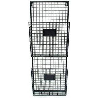 DesignStyles To niveau v?gfilholder - holdbart sort metalstativ med rummelige slots til lette organiseringsmonteringer p? v?g og d?r til kontor h