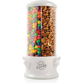Handy Gourmet Original Tre-delt Slik- og nøddedispenser - Ny og forbedret perlehvid, 360 roterende base, Let at rengøre twist-låg