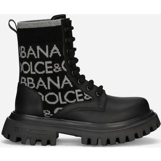 Dolce&Gabbana Kids Logo leather combat boots - black - EU 34