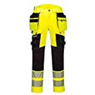 DX4 hi-vis bukser med hængelommer - Gul/Sort (Størrelse: 40)