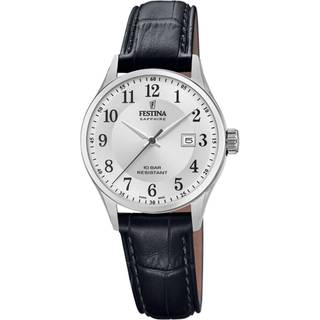 Festina Swiss Made dameur i stål med sølvfarvet urskive