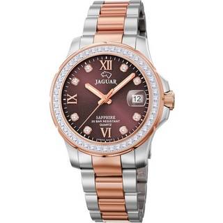 Jaguar Lady Diver dameur i bicolour stål, brun urskive med cubic zirkoner