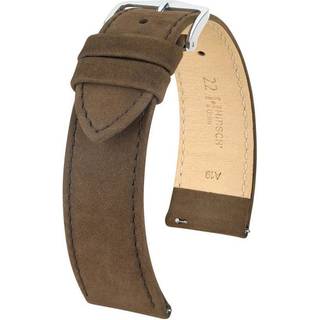 HIRSCH Osiris Calf Leather Nubuck Effect Watch Strap Brown