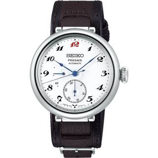 Seiko Presage Takumi 110th Anniversary "Laurel" White Dial Black Leather Strap Men's Watch SPB359J1