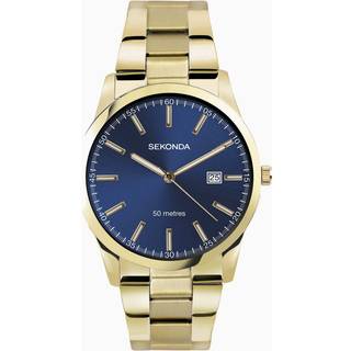 Sekonda 30007 Taylor Gold Plated Blue Dial Bracelet Watch - W31304