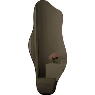 Organisk Spejl Med Facetkant - Wave - Brun Med Træramme  - 55 x 110 Cm - Incado