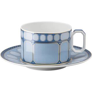 Signum Teetasse mit Untertasse, Porzellan, Blau