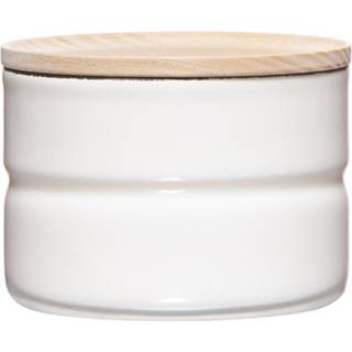 Riess Kitchen Management Vorratsdose 0,23 L Pure White - Emaille mit Eschenholzdeckel - Weiß