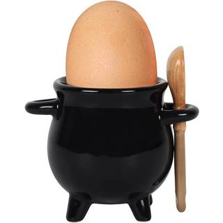 Hexenkessel mit Löffel als Eierbecher