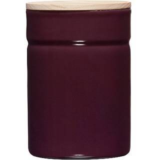 Riess Kitchen Management Vorratsdose 0,52 L Dark Aubergine - Emaille mit Eschenholzdeckel - Lila