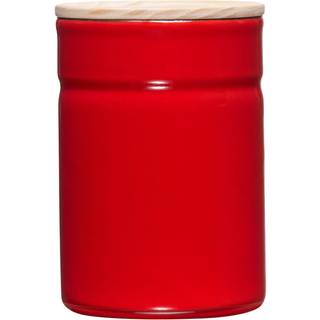 Riess Kitchen Management Vorratsdose 0,525 L Fresh Tomato - Emaille mit Eschenholzdeckel - Rot