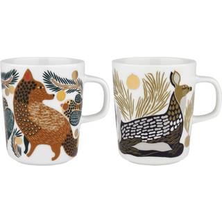 Marimekko Oiva Ketunmarja & Peura krus 25 cl 2 dele White-coal-mud-light grey