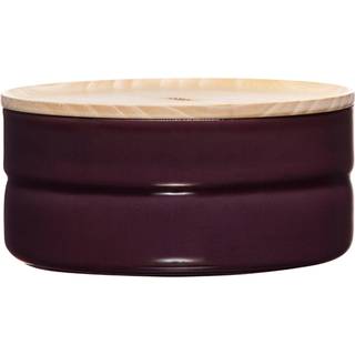 Riess Kitchen Management Vorratsdose 0,65 L Dark Aubergine - Emaille mit Eschenholzdeckel - Lila