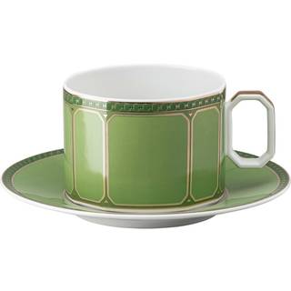 Signum Tasse mit Unterteller, Porzellan, Grün