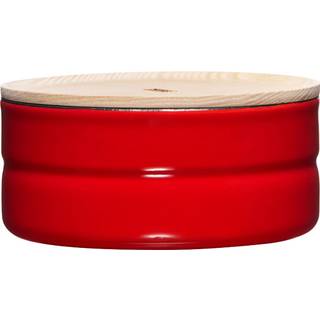Riess Kitchen Management Vorratsdose 0,615 L Fresh Tomato - Emaille mit Eschenholzdeckel - Rot