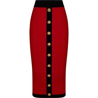 Balmain Ribbed-knit midi skirt - black - S