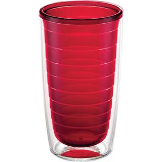 Tervis Clear & farverig bordplade lavet i USA dobbeltv?gget isoleret tumbler rejsekop holder drikkevarer koldt og varmt 16oz r?d