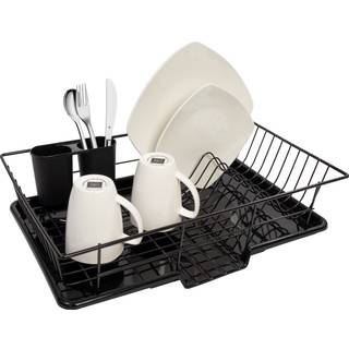 Sweet Home Collection Dish Drainer Draining Board og redskabsholder Simple Let at bruge 19 """" X 12 """" X 5 """" Sort