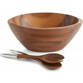 Nambe Eclipse Salad Bowl med servere | 3-delt s?t | Stor tr?pletter til Caesar Salad Stor salater | Stor salatsk?l med serveringsredskaber | Lave