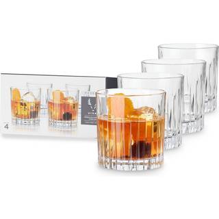 Viski Crystal Double Old Fashioned Glass - Europæiske udformede klipper Glasses Bourbon Glass Whisky Glass og Liquor Gift Ideas Set på 4