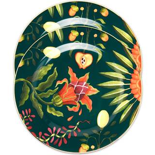 La DoubleJ Tableware - 'Dragon fruit' dessert plate, set of two in Multicolor 100% PORCELAIN