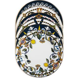 La DoubleJ Tableware - 'Vesuvio' dessert plate, set of six in multicolor 100% PORCELAIN