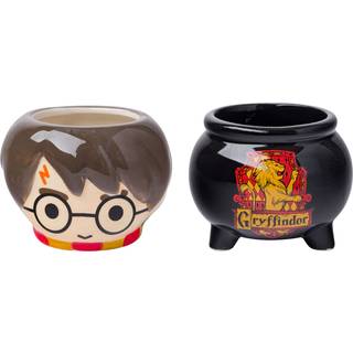 Silver Buffalo Harry Potter Gryffindor Cauldron 2pc Keramisk 3D -skulptureret Mini Cup Set perfekt som et sukkercreme eller m?lk s?t 3,5 ounces