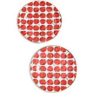 La DoubleJ Tableware - 'Cherries Avorio' dessert plate, set of two in Ivory 100% PORCELAIN
