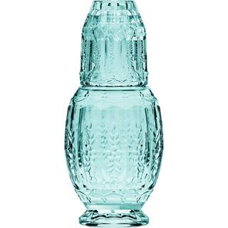 Elle Decor Vintage Bedside Water Carafe med tumblerglas - elegant kande og matchende drikkekopdoubler som låg (grønt)