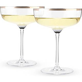 Twine Copper Rimmed Crystal Coupe Cocktail Glasses Perfect til Martini Champagne Cosmopolitan Manhattan Home Bar Accessories 10 Oz Sæt på 2