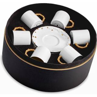 L'Objet Tea and Coffee - 'Mojave' espresso cup & saucer, set of six in white & gold Porcelain
