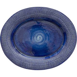Mateus Stripes Fad 35x30 Cm - Serveringsfad Keramik Blå - EO04ST