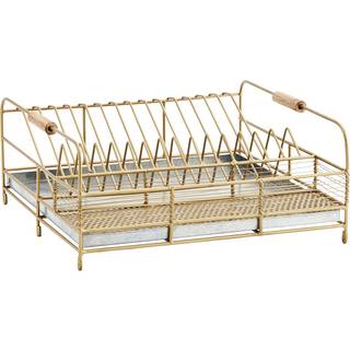 Madam Stoltz Iron Dish Rack With Drip Tray - Karklude, Opvaskebørster & Opvaskestativer Jern Antique Brass - 27272AB