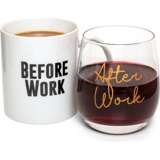 Thumbs Up! Before Work After Work Mug & Wine Mug & Glass Set