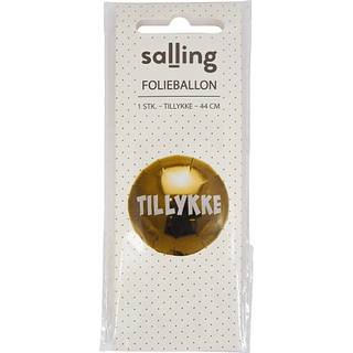 Salling folieballon "Tillykke" Ø: 44 cm - guldfarvet (På lager i butik)