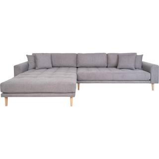 Lido lounge sofa med 4 puder, venstrevendt, lysegrå/natur