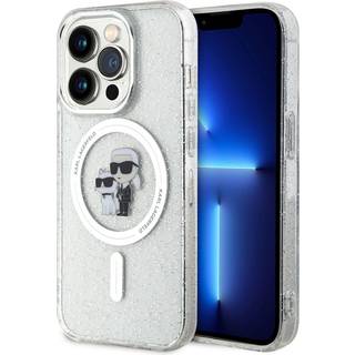 iPhone 15 Pro Karl Lagerfeld IML Glitter Karl & Choupette MagSafe Cover - Klar