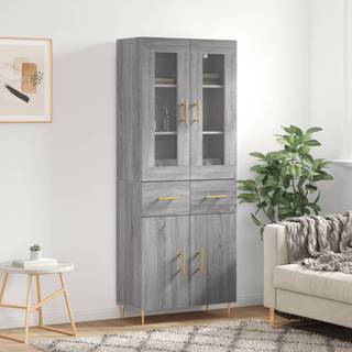 højskab 69,5x34x180 cm konstrueret træ grå sonoma-eg