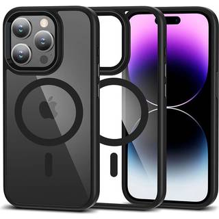 iPhone 15 Pro Max Tech-Protect Magmat Bagside Cover - MagSafe Kompatibel - Gennemsigtig / Sort