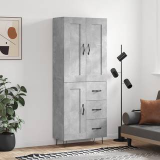 højskab 69,5x34x180 cm konstrueret træ betongrå