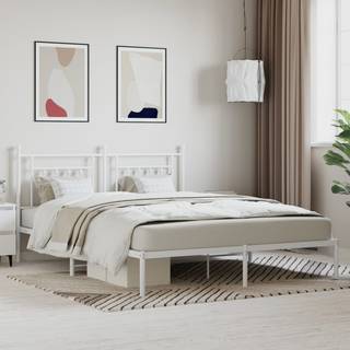 sengeramme med sengegavl 180x200 cm metal hvid