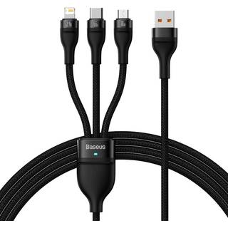 Baseus 3in1 USB cable Flash II Series USB-C + micro USB + Lightning 66W 1.2m (Black)
