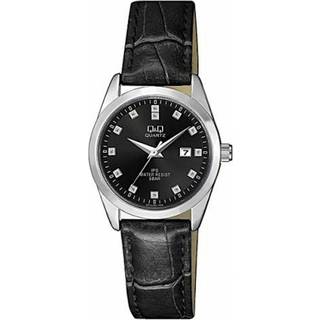 Q&Q QZ13J302Y Classic Sort/Læder Ø30 mm