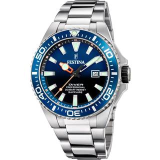 Festina Diver herreur i stål med blå urskive