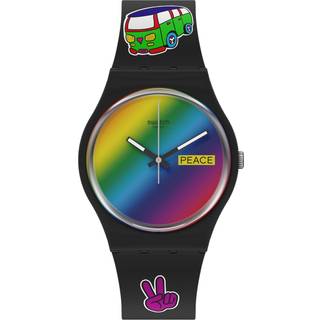 Swatch Gent Bioceramic Go With The Bow Quartz Multi-Coloured Dial Black Silicone Strap Unisex Watch SO31B101