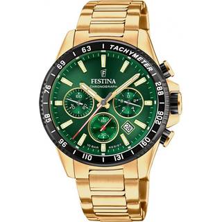 Festina F20634/4 Herrenuhr Chronograph Goldfarben/Grün