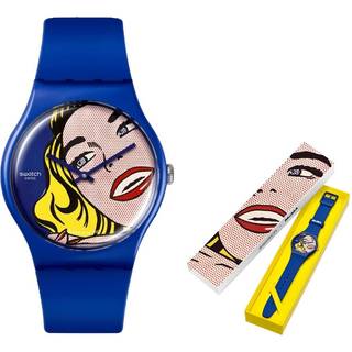 Swatch Art Journey Girl By Roy Lichtenstein Blue Unisex Silicone Strap Watch SUOZ352