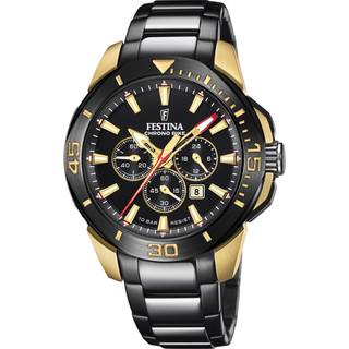 Festina Chrono Bike Special Edition herreur - 120 års model - i sort/guldgarvet med lænke