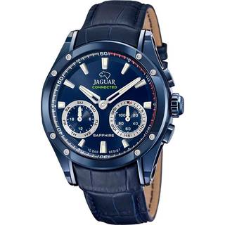 Jaguar Hybrid Diver herreur i mørkeblå stål, sort med chronograf og blå læderrem