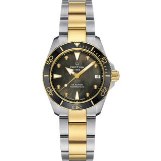Certina DS Action Lady Powermatic 80 dameur i tofarvet stål med tofarvet lænke